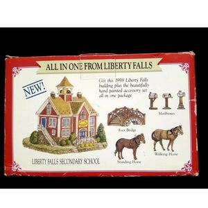 1998 All in One Liberty Falls SECONDARY SCHOOL W/PEWTER FIGURES NEW
